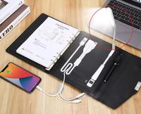 Carnet de notes d'affaires imprimé multifonctionnel A4 Organisateur Fast Mobile Power Chargement sans fil PVC Cuir Papier Couverture Cadeaux Journaux