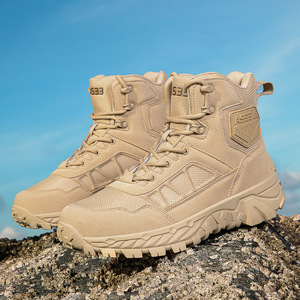 DF22 AS33 2539 Black Leather Tactical <b>Boots</b> Waterproof Outdoor All Seasons Outdoor Style High Top <b>Hiking</b> Shoes - Product Image 6
