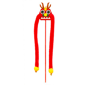 Xiduoyu Original Bâton de chatouillage Dragon Festif du Nouvel An avec tige extensible, jouet pour chat en fausse fourrure de lapin, jouet pour animaux de compagnie - Product Image 3