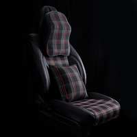 Housses de siège de voiture en cuir PVC respirant Civic VW MK7 GTD/GTE/GTI Tartan rouge Luxe Ensemble complet 5 pièces