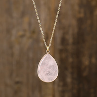 Collier pendentif goutte en pierre naturelle Simple de haute qualité avec cuivre plaqué un cadeau de bijoux quotidien pour les couples