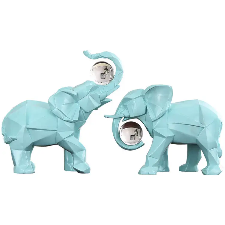 Creatieve Bruiloft Paar Olifant Home Decoratie Geschenken Geometrie Elefante Adorno Home Office Desktop Olifant Sculptuur