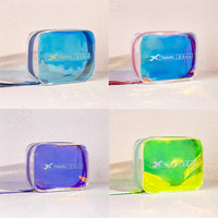 Sac de maquillage transparent en PVC holographique avec logo personnalisé UIOWIO, imperméable, arc-en-ciel, sac cosmétique, sacs de voyage en plastique avec fermeture éclair