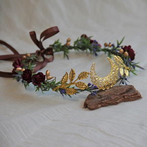 Coiffe d'elfe de la forêt, ornement frontal, coiffe de fée, <span class=keywords><strong>couronne</strong></span> rétro de déesse grecque, feuille, lune, <span class=keywords><strong>couronne</strong></span> de festival - Product Image 2
