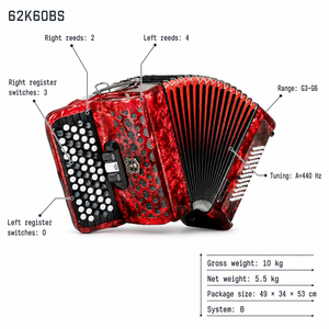 Accordéon à boutons en bois d'érable, 37 touches, 60 basses, système chromatique B, anches italiennes, MOQ 1, fournisseur direct d'usine - Product Image 2