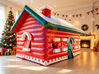 Tente gonflable de Noël en forme de maison du Père Noël, décoration commerciale extérieure de Noël, avec impression personnalisée sur mesure en usine