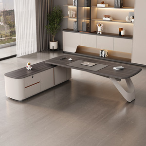 เฟอร์นิเจอร์สำนักงานหรูหรา โต๊ะทำงานผู้บริหารรูปตัวแอล พร้อมเก้าอี้ โต๊ะทำงานประธานบริษัท - Product Image 2