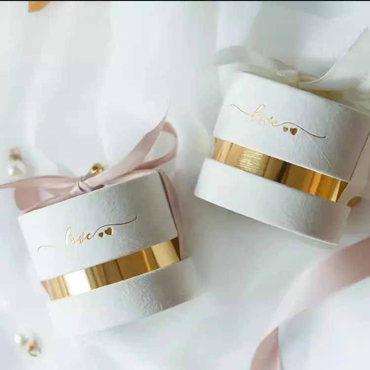 Vendita diretta prezzo all'ingrosso scatola regalo matrimonio rotonda bomboniera scatola di caramelle confezione regalo di nozze elegante