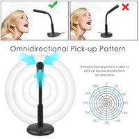 Microphone à condensateur omnidirectionnel à col de cygne USB filaire - Léger et portable pour le streaming sur ordinateur, les jeux, les conférences