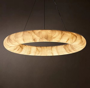 Lustre moderne en albâtre <span class=keywords><strong>Cora</strong></span>, lampes suspendues de luxe dorées, luminaire suspendu en marbre pour salon - Product Image 5