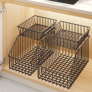 Spice Rack Tiered <b>Storage</b> Basket L Size Stackable <b>Kitchen</b> Cabinet Organizer For Spices And Condiments - Product Image 2