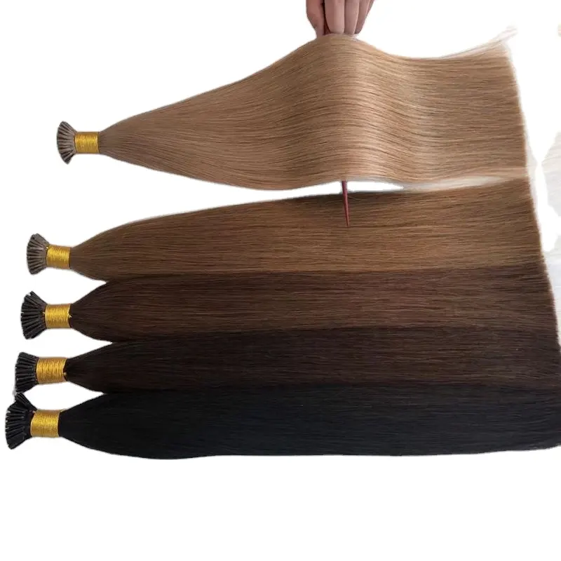 Wholesale Italian Keratin Glue Bonding I tip Hair Extensions Human Hair Double Drawn Remy Hair Extensions