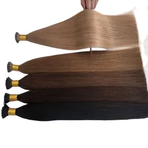 Groothandel Italiaanse Keratine Lijm Bonding Ik Tip Hair Extensions Menselijk Haar Dubbel Getrokken Remy Hair Extensions