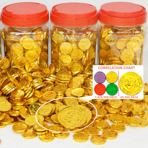 高品质金巧克力硬币准备发货低价糖果成分固体粉末复合巧克力片图案 - Product Image 4