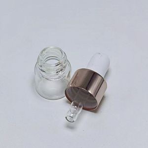 Mini Botella de Vidrio Transparente Ámbar de 1ml 2ml 3ml 5ml con Gotero para Aceites Esenciales y Tapa Dorada Rosa - Product Image 3