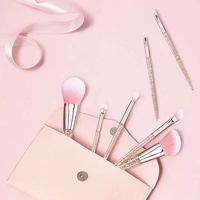 Kit de pinceaux de maquillage Glitter Ute rose adorable, 11 pièces, logo personnalisé, marque privée, pinceaux pour le visage et les yeux, haute qualité avec sac