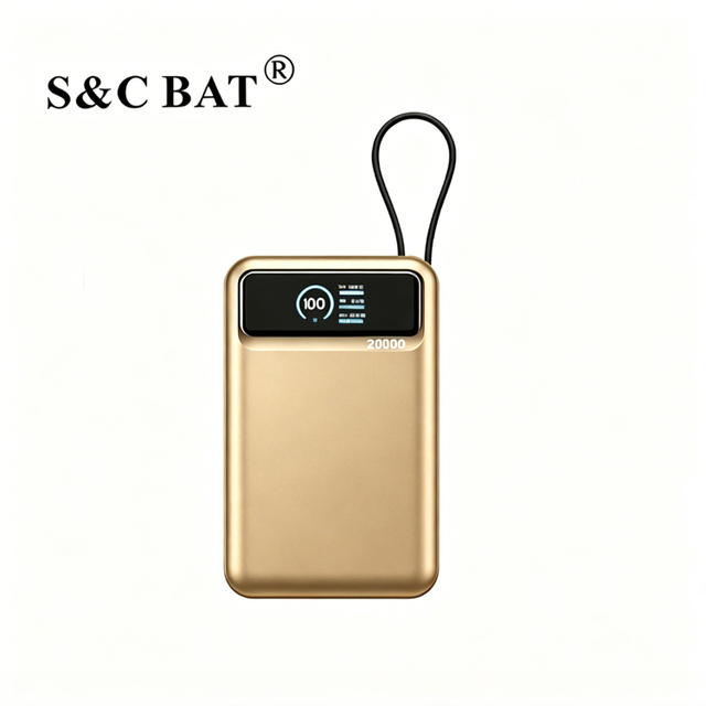 35W Cabled Fast Charging 20000Mah Mini Display Portable Power Bank with Dual USB & Type-C Ports for Outdoor Use