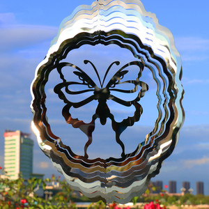 Venta al por Mayor de Molinillos de Viento 3D Colgantes Reutilizables de Acero Inoxidable, Adornos de Jardín, Molinillos de Viento Metálicos con Forma de Animal y Alas - Product Image 4