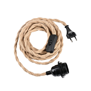 Triple Pendant Light Kit Plug in <strong>Lamp</strong> Cord Set Hemp Rope Twisted <strong>Electrical</strong> <strong>Wire</strong> Vintage <strong>Hanging</strong> <strong>Lamp</strong> LED Lighting - Product Image 3