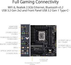 Pour ASU TUF GAMING B760M-PLUS WIFI D4 Intel 13e/12e génération LGA <span class=keywords><strong>1700</strong></span> MATX carte mère PCIe 5.0 2xPCIe 4.0 M.<span class=keywords><strong>2</strong></span> DDR4 WiFi 6 <span class=keywords><strong>2</strong></span>.5Gb - Product Image 5