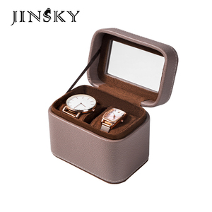 Flip Open PU Leather <b>Watch</b> Box 2-Slot Transparent Window Display <b>Case</b> for <b>Watches</b> Jewelry Gift Storage Organizer - Product Image 1