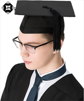 Bouchon de graduation en feutre noir de style britannique de haute qualité Mortarboard réglable pour les cérémonies scolaires et universitaires