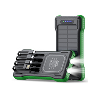 Nuevo Banco de Energía Solar Casun de 10000 mAh con Linterna LED, Resistente al Agua, Cable Integrado y Micro USB