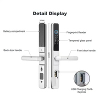 TYSH - Puerta Inteligente para Exteriores, Impermeable, con Control Remoto por Aplicación Wi-Fi, Llave Digital, Lector Biométrico de Huellas Dactilares, Aleación de Aluminio, Tuya Smart