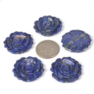 Pendentif en lapis-lazuli naturel sculpté en forme de fleur, perles pour la fabrication de bijoux, pierres précieuses pour la fabrication de bijoux - Product Image 2