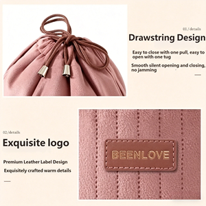 Bolsa Organizadora de Cosméticos de Gran Capacidad para Mujer, de Terciopelo y Poliéster, con Cierre de Cordón y Compartimentos con Letras, para Viaje - Product Image 4