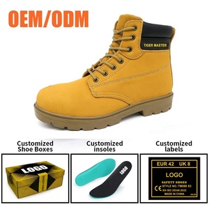 Calzado de Seguridad Laboral OEM, Antipinchazos, con Puntera de Acero CE, Cuero Nubuck <span class=keywords><strong>Amarillo</strong></span>, Resistente al Aceite y Ácidos, Suela de PU Antideslizante para Hombre - Product Image 5