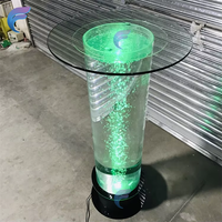 Table basse à colonne d'eau lumineuse LED en verre pour décoration de club et bar