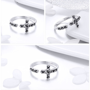 Design elegante Gothic Black Zircon <span class=keywords><strong>Retro</strong></span> <span class=keywords><strong>Ring</strong></span> 925 Sterling Silver Adequado para homens e mulheres - Product Image 3