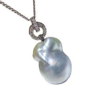 Colgante de Plata S925 con Cuentas Redondas de 9-15 mm, Accesorios de Perlas para Collar de Moda, Base Vacía 30911 para Fabricación de Joyas - Product Image 5