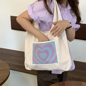 Tas ramah lingkungan daur ulang mode luar ruangan desain kantung terlaris kualitas tinggi Logo kustom tas belanja buah tas jinjing kanvas katun