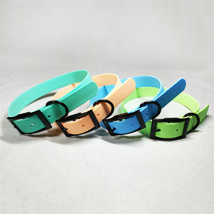 ファッションカラーラバーPVC犬用首輪 調整可能ダブルバックルシリコン防水ペット犬用首輪 - Product Image 3