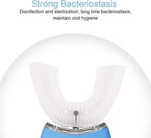 แปรงสีฟันไฟฟ้าอัจฉริยะแบบโซนิค รูปตัวยู 4 โหมด ชาร์จผ่าน USB พร้อมแสงสีฟ้าสำหรับฟอกสีฟัน ขนแปรงแข็ง สำหรับใช้ในบ้าน ขายส่ง - Product Image 4