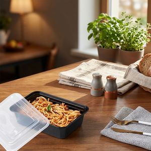 Contenants de stockage rectangulaires jetables en PP de 750 ml sans BPA, boîtes repas hermétiques, adaptées au congélateur pour la préparation des aliments - Product Image 1