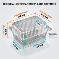Boîte d'emballage alimentaire en PET haute transparence 160x120x75mm avec trous de ventilation respirants pour sandwichs, salades, pâtisseries, fruits