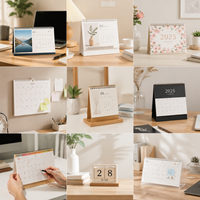 Calendrier de bureau sur pied en papier personnalisé OEM ODM avec logo, style chevalet, planificateur mensuel 2027 pour usage promotionnel au bureau