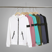 Blouson à capuche coupe-vent classique en coton 100% brodé, style décontracté automne, pour homme