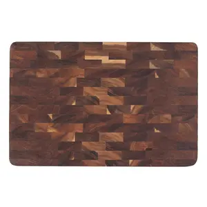 large dark brown acacia wood cutting board solid wood durable geometric square splicing wooden cutting board