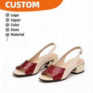 Nouvelles sandales <span class=keywords><strong>mules</strong></span> pour <span class=keywords><strong>femme</strong></span> 2026 à talon bas, bout ouvert, effet croco, pour l'été et le quotidien - Product Image 1
