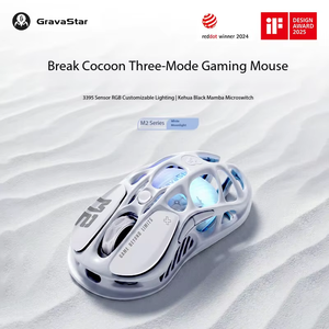 Gravastar M2 Moonlight White Home <b>Mouse</b> Wireless/Wired Gaming <b>Mouse</b> Magnesium Alloy 3395 Chip Long Battery Life - Product Image 3