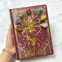 Journal Arbre de Vie en Cristal Naturel Fait Main, Carnet de Guérison des 7 Chakras, Grimoire Vintage de Sorcellerie pour Décoration Intérieure