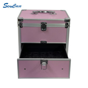 Boîte à maquillage en aluminium avec tiroir Mallette de voyage <span class=keywords><strong>rose</strong></span> Organisateur cosmétique <span class=keywords><strong>et</strong></span> <span class=keywords><strong>valise</strong></span> cosmétique - Product Image 3