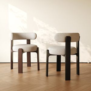 Sedia da Pranzo Moderna in Legno Massello, Sedia Imbottita con Schienale per Soggiorno e Hotel - Product Image 3