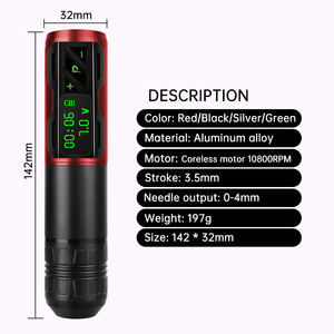 เครื่องสักโรตารี่ไร้สาย LED จากโรงงานโดยตรง สำหรับงานไลน์และลงเงา แบตเตอรี่ใช้งานได้นาน พกพาสะดวก เหมาะสำหรับสตูดิโอ - Product Image 6