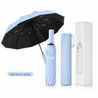 Parapluie automatique compact personnalisé de 23 pouces, 12 baleines en fibre de verre, anti-tempête, résistant au vent 10 m/s, UPF50, en pongée 210T