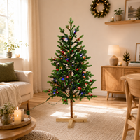 Arbre de Noël artificiel en PE pré-éclairé en gros, arbre de Noël vert réaliste avec lumières LED multicolores pour la décoration des fêtes